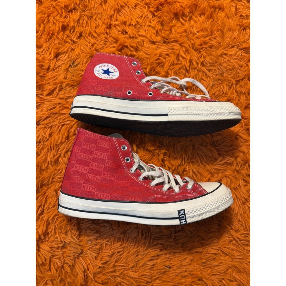 Kith x Converse Chuck 70 High Top Red Monogram Sneakers 165627C Mens 10.5